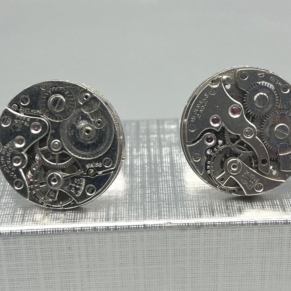 Vintage Watch Movement Cufflinks‎ Swank STEAMPUNK Silvertone